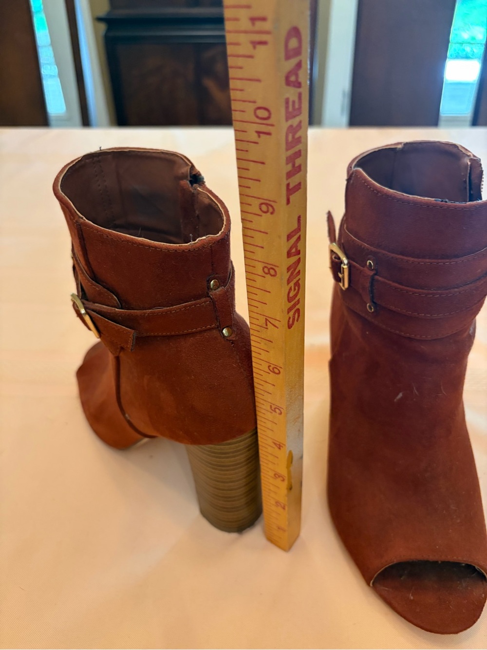 Women's Rust Suede Ankle Boots - Stylish Zip Heels - Picture 5 of 5